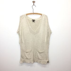 Massimo Dutti cream pullover tunic sweater pockets M